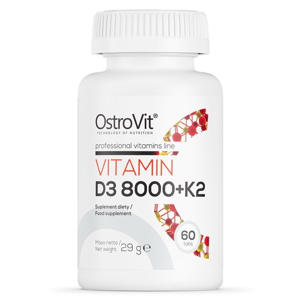 Витамины и минералы OstroVit Vitamin D3 8000 +K2, 60 таблеток,  ml, OstroVit. Vitamins and minerals. General Health Immunity enhancement 