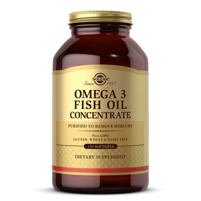 Жирные кислоты Solgar Omega 3 Fish Oil Concentrate, 120 капсул,  мл, Solgar. Омега 3 (Рыбий жир). Поддержание здоровья Укрепление суставов и связок Здоровье кожи Профилактика ССЗ Противовоспалительные свойства 