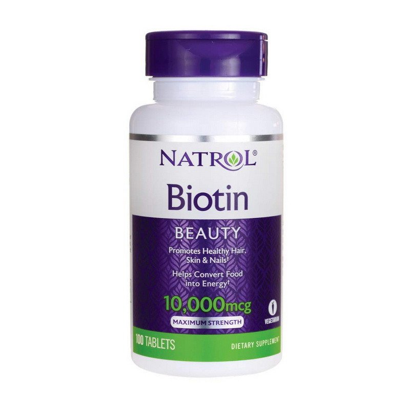 Биотин Natrol Biotin 10,000 mcg (100 таб) витамин б7 натрол,  мл, Natrol. Витамин B. Поддержание здоровья 