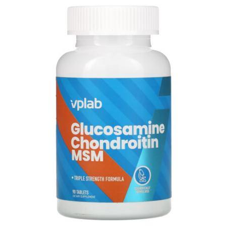 Витамины для суставов VPLab, Glucosamine Chondroitin MSM 90 Tabs,  мл, VPLab. Хондропротекторы. Поддержание здоровья Укрепление суставов и связок 