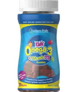 Kids' Omega-3 + Vitamin D3, 120 шт, Puritan's Pride. Омега 3 (Рыбий жир). Поддержание здоровья Укрепление суставов и связок Здоровье кожи Профилактика ССЗ Противовоспалительные свойства 