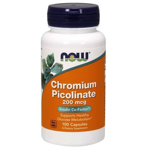 NOW Chromium Picolinate 200 мкг - 100 веган кап,  мл, Now. Пиколинат хрома. Снижение веса Регуляция углеводного обмена Уменьшение аппетита 