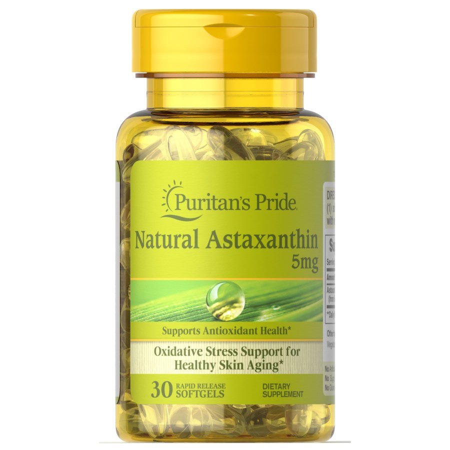 Натуральная добавка Puritan's Pride Astaxanthin 5 mg, 30 капсул,  мл, Puritan's Pride. Hатуральные продукты. Поддержание здоровья 