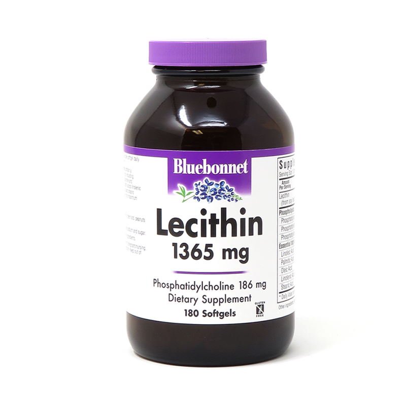 Натуральная добавка Bluebonnet Lecithin 1365 mg, 180 капсул,  мл, Bluebonnet Nutrition. Hатуральные продукты. Поддержание здоровья 