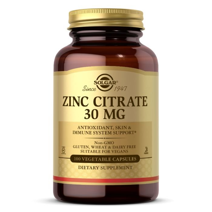 Витамины и минералы Solgar Zinc Citrate 30 mg, 100 вегакапсул,  мл, Solgar. Витамины и минералы. Поддержание здоровья Укрепление иммунитета 