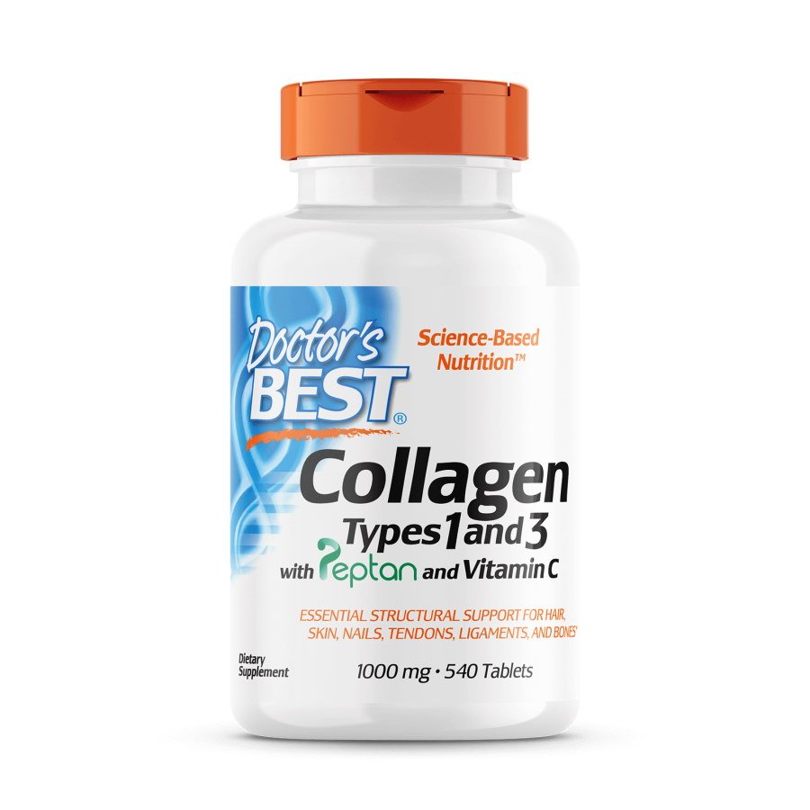 Для суставов и связок Doctor's Best Collagen Types 1&amp;3 1000 mg, 540 таблеток,  мл, Doctor's BEST. Хондропротекторы. Поддержание здоровья Укрепление суставов и связок 