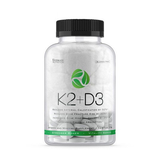 Витамин К2 + Д3 Ultimate Nutrition K2 + D3 120 таблеток,  мл, Ultimate Nutrition. Витаминно-минеральный комплекс. Поддержание здоровья Укрепление иммунитета 