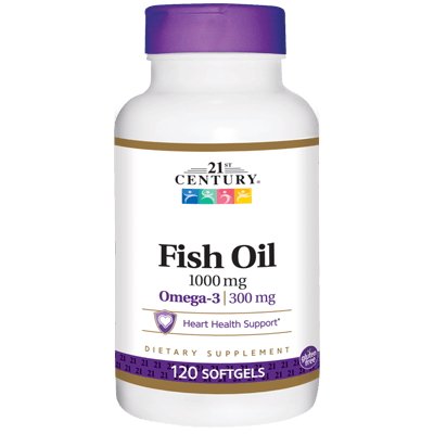Жирные кислоты 21st Century Fish Oil 1000 mg, 120 капсул,  ml, 21st Century. Fats. General Health 