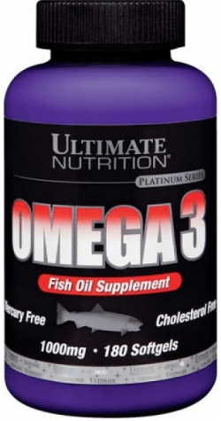 Omega 3, 180 шт, Ultimate Nutrition. Омега 3 (Рыбий жир). Поддержание здоровья Укрепление суставов и связок Здоровье кожи Профилактика ССЗ Противовоспалительные свойства 
