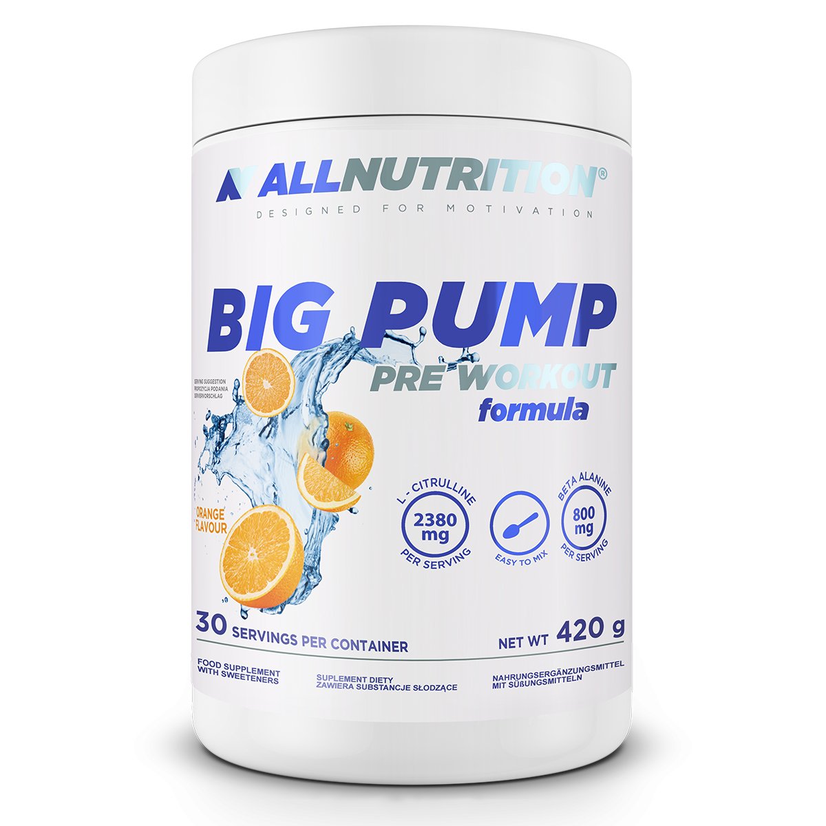 AllNutrition Предтренировочный комплекс AllNutrition Big Pump, 420 грамм Апельсин, , 420 г