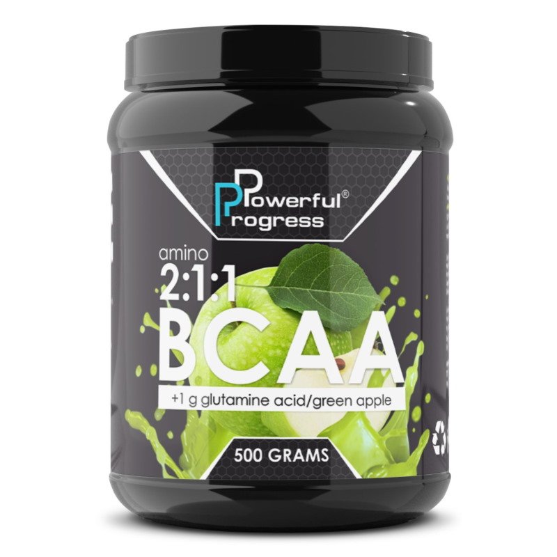BCAA Powerful Progress BCAA 2:1:1, 500 грамм Яблоко,  ml, Powerful Progress. BCAA. Weight Loss स्वास्थ्य लाभ Anti-catabolic properties Lean muscle mass 