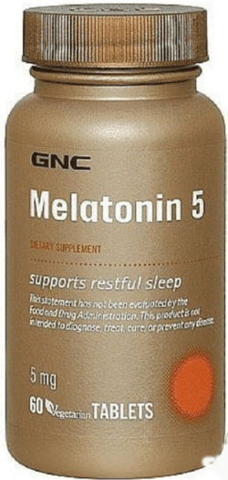 Melatonin 5, 60 pcs, GNC. Melatoninum. Improving sleep recovery Immunity enhancement General Health 