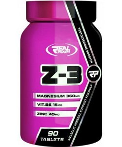 Z-3, 90 шт, Real Pharm. ZMA (Цинк, Магний и B6),ZMA. Поддержание здоровья Повышение тестостерона 