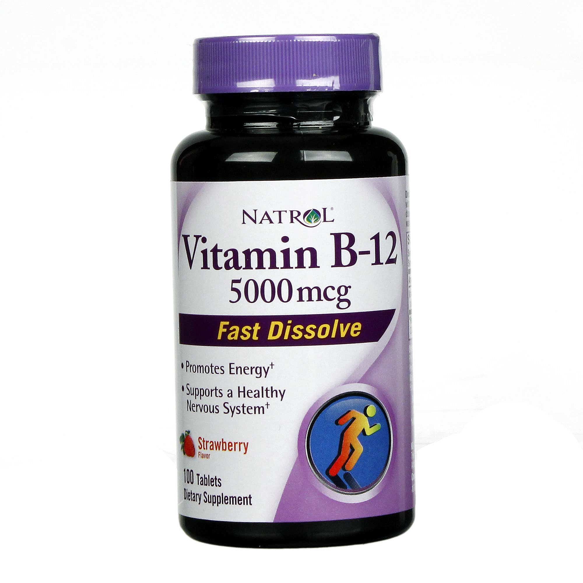 Vitamin B-12 5000 mcg Fast Dissolve, 100 pcs, Natrol. Vitamin B. General Health 