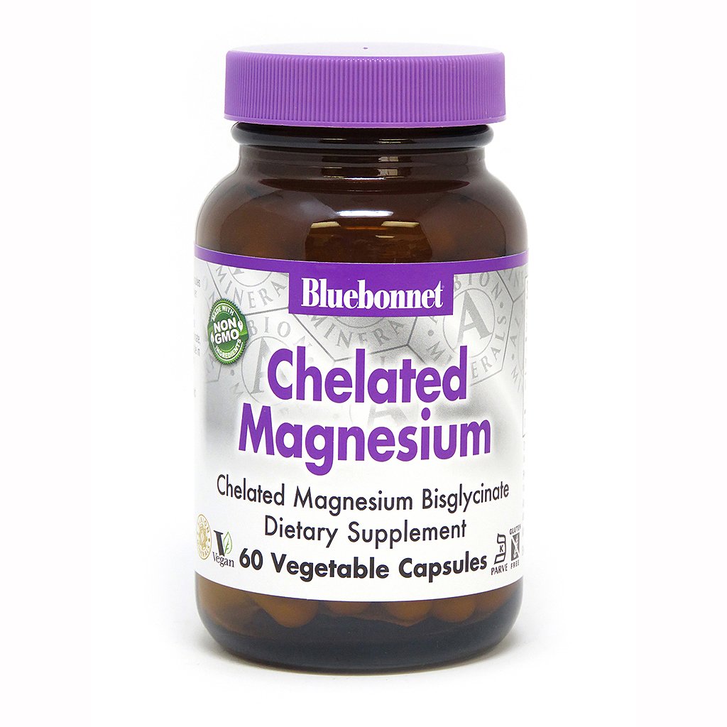Витамины и минералы Bluebonnet Albion Chelated Magnesium, 60 вегакапсул,  ml, Bluebonnet Nutrition. Vitamins and minerals. General Health Immunity enhancement 