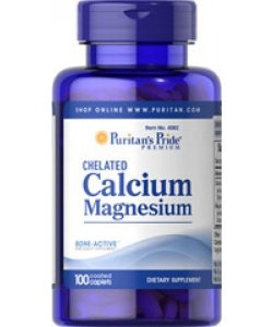Chelated Calcium Magnesium, 100 шт, Puritan's Pride. Витаминно-минеральный комплекс. Поддержание здоровья Укрепление иммунитета 