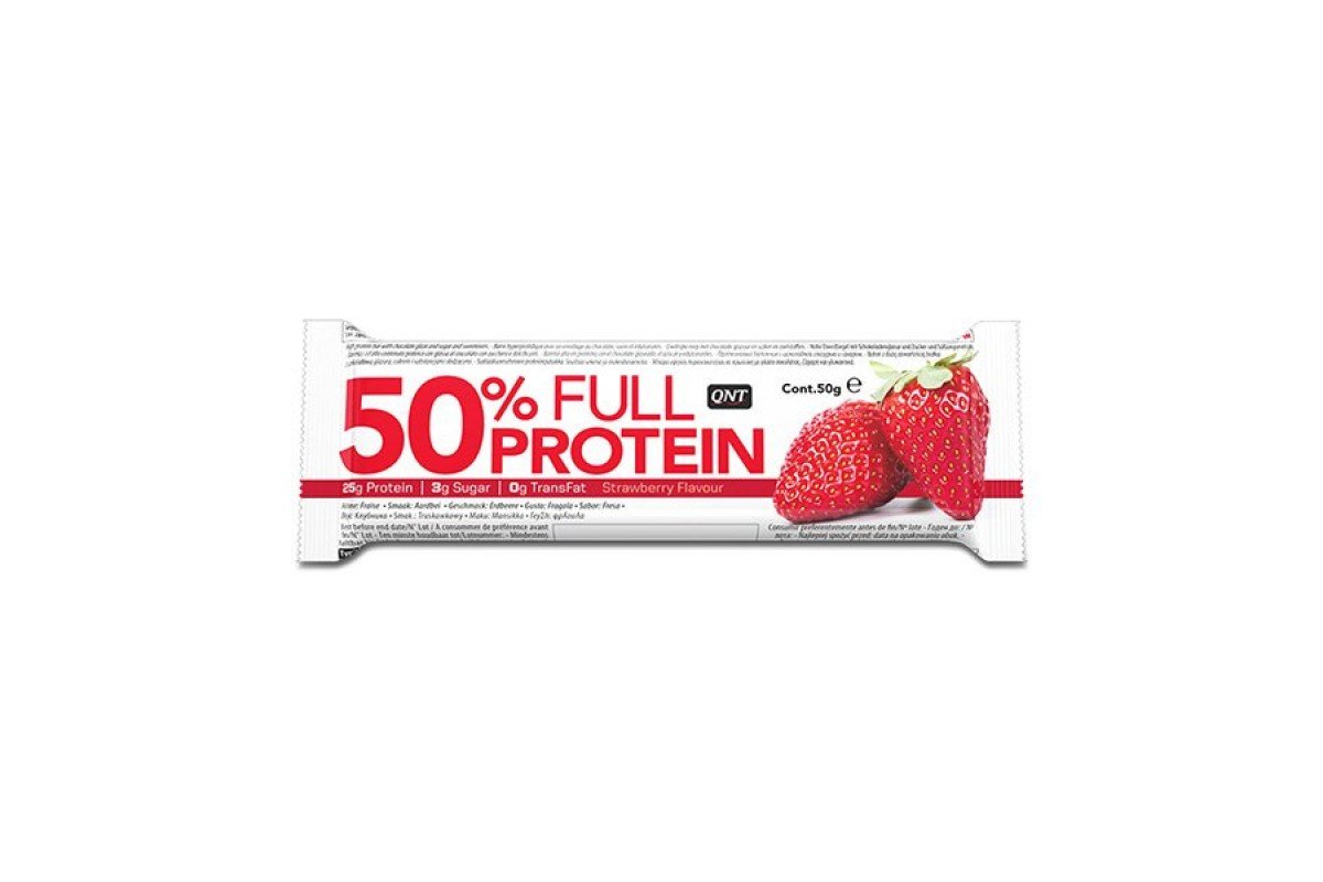 QNT 50% Full Protein Bar 50 г - Exotic Strawberry,  мл, QNT. Батончик. 