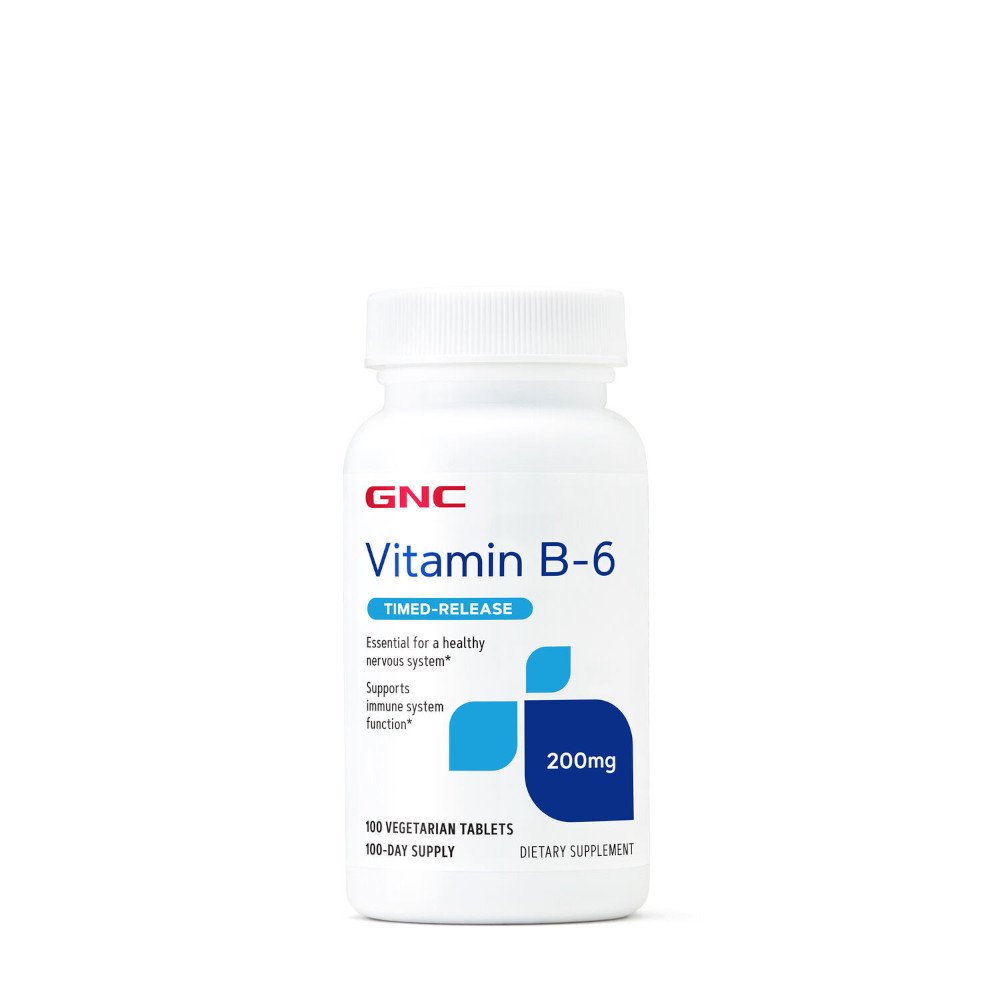 Витамины и минералы GNC Vitamin B6 200 mg, 100 таблеток,  ml, GNC. Vitamins and minerals. General Health Immunity enhancement 
