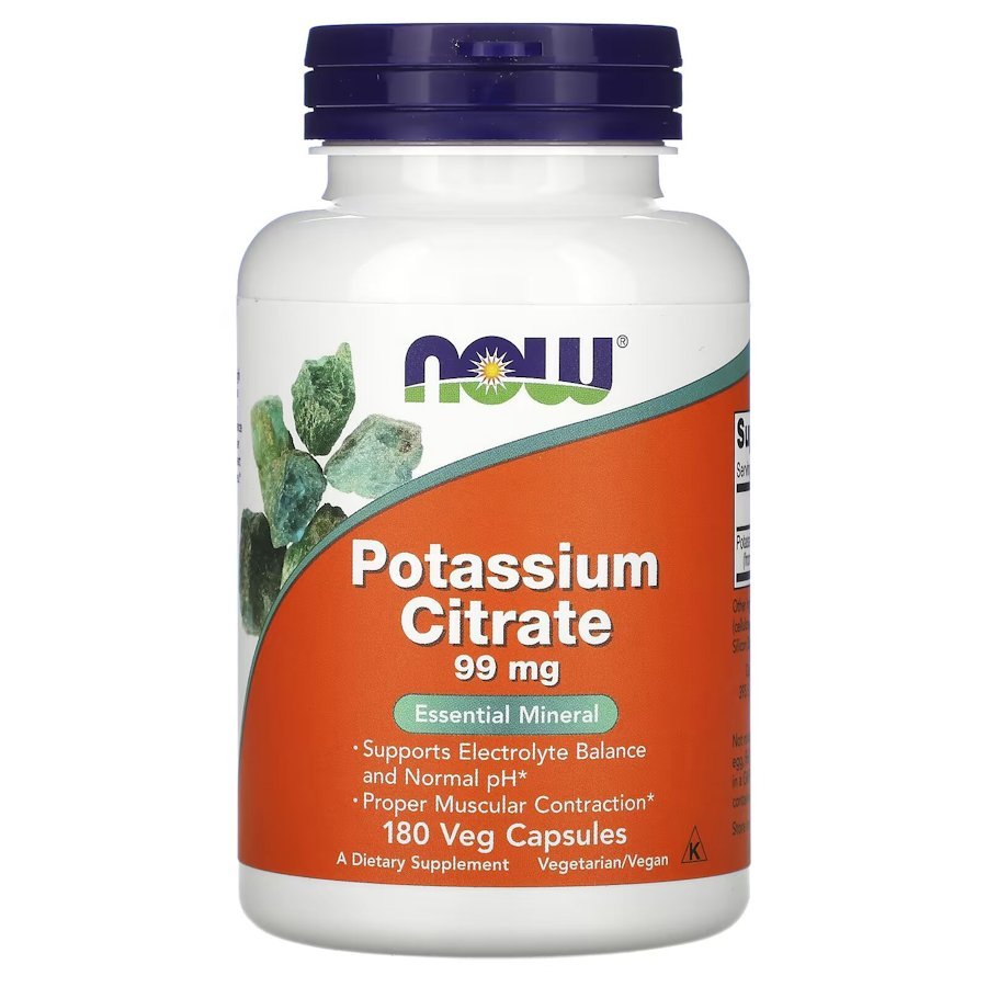 Витамины и минералы NOW Potassium Citrate 99 mg, 180 капсул,  ml, Now. Vitamins and minerals. General Health Immunity enhancement 