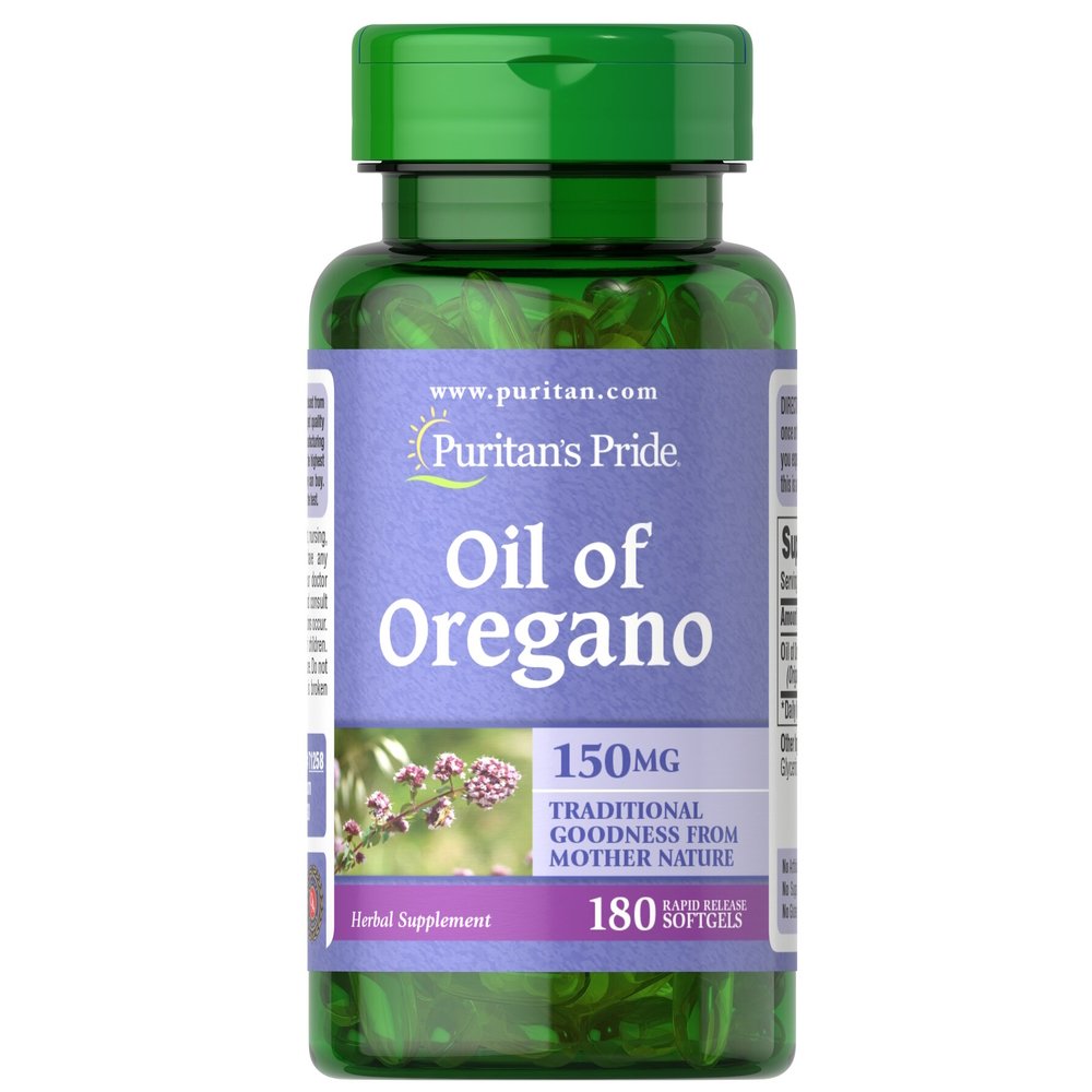 Натуральная добавка Puritan's Pride Oil of Oregano 150 mg, 180 капсул,  мл, Puritan's Pride. Hатуральные продукты. Поддержание здоровья 