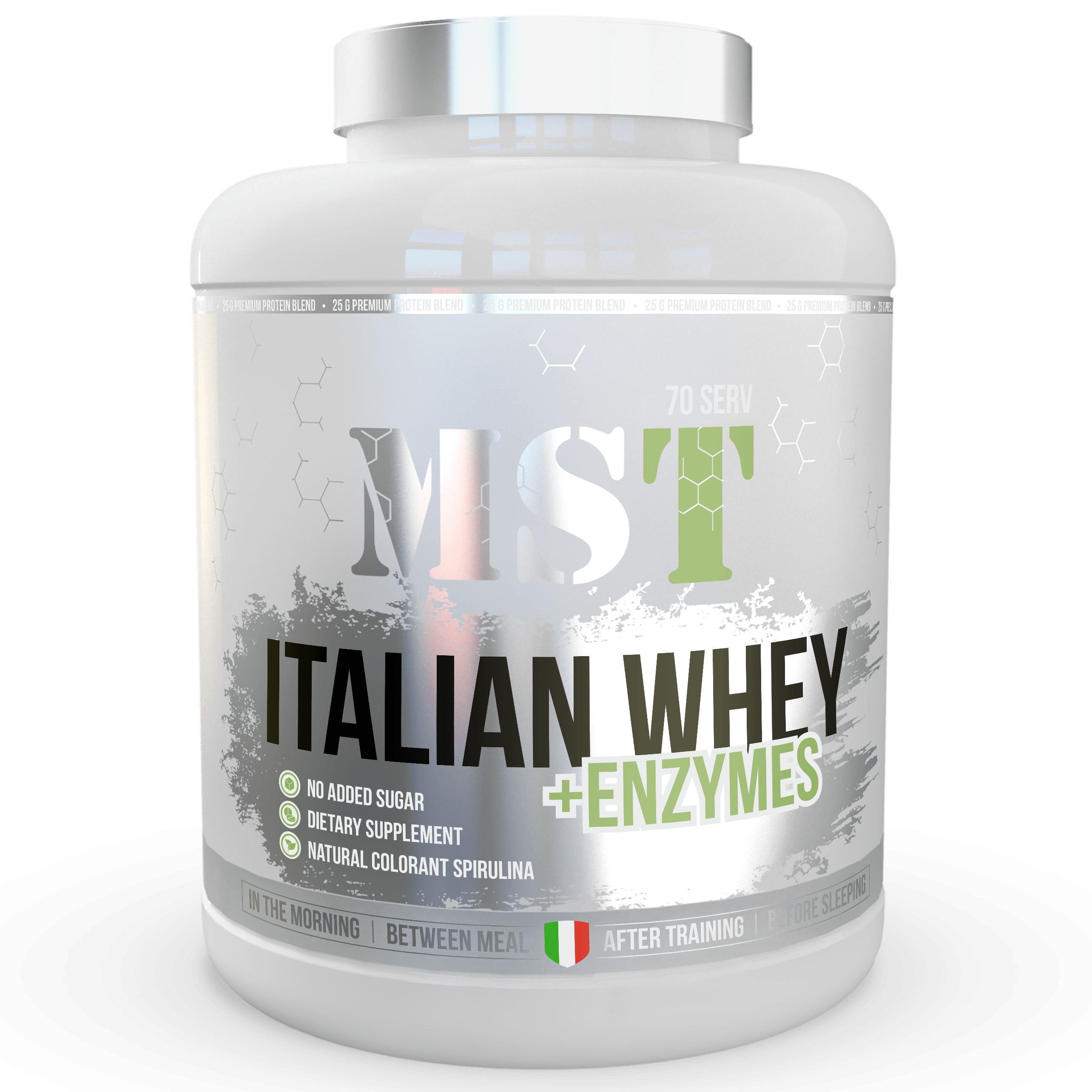 Italian Whey, 2240 г, MST Nutrition. Сывороточный концентрат. Набор массы Восстановление Антикатаболические свойства 