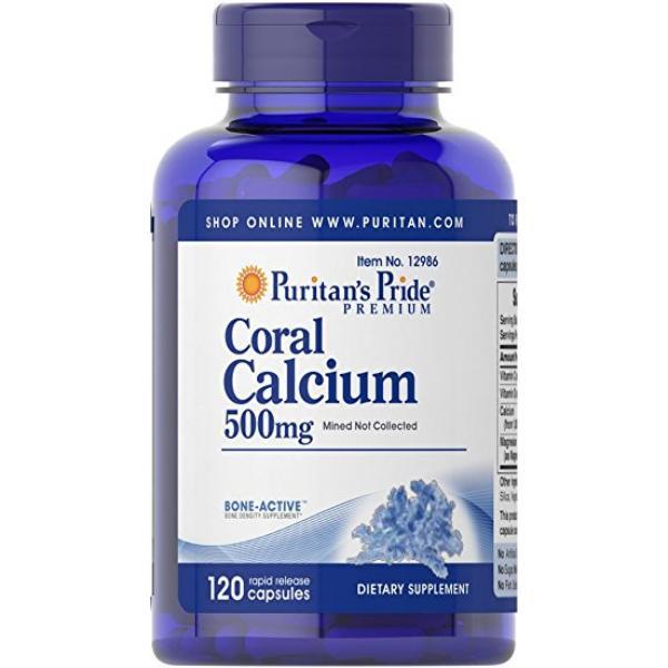 Коралловый кальций Puritan's Pride Coral Calcium 500mg (120 капс) пуритан прайд,  мл, Puritan's Pride. Кальций Ca. 