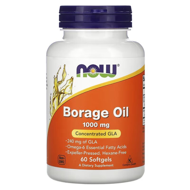 Now Жирные кислоты NOW Borage Oil 1000 mg, 60 капсул, , 