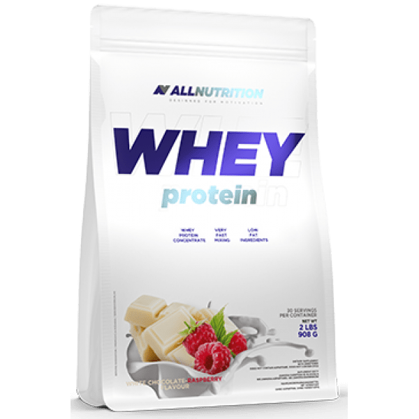 AllNutrition Сывороточный протеин концентрат AllNutrition Whey Protein (900 г) алл нутришн White Chocolate Raspberry, , 0.9 