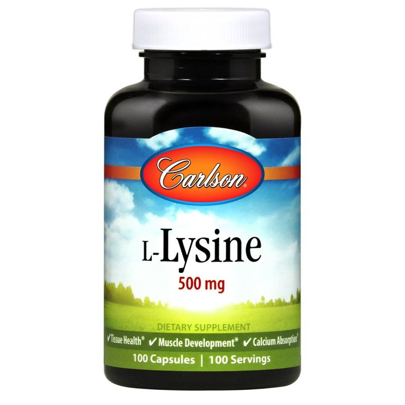 Аминокислота Carlson Labs L-Lysine 500 mg, 100 капсул,  ml, California Gold Nutrition. Amino Acids. 