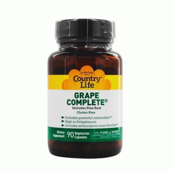 Country Life Натуральная добавка Country Life Grape Complete, 90 вегакапсул, , 