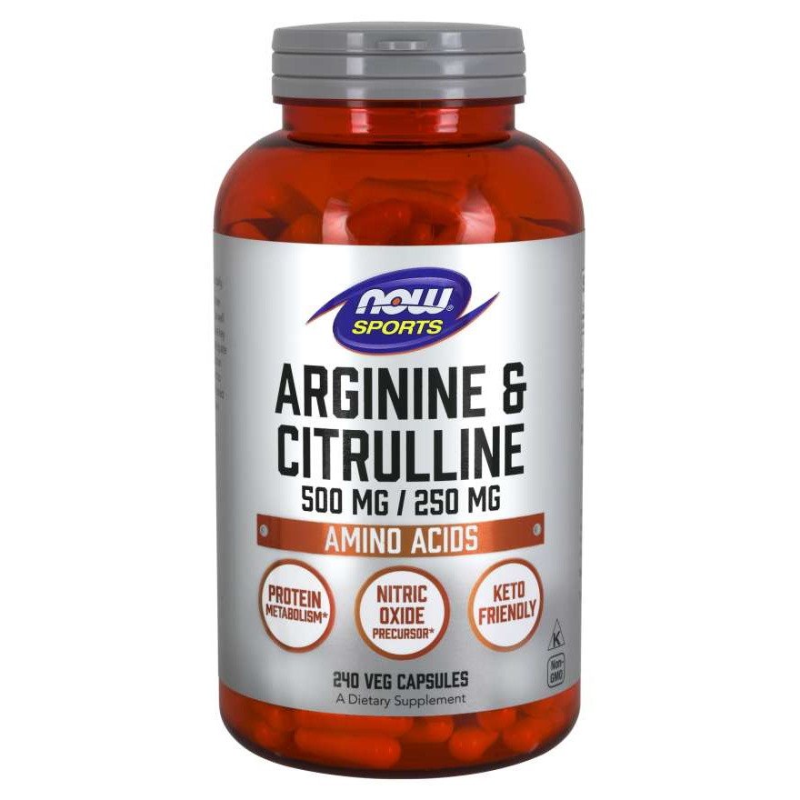 Аминокислота NOW Sports Arginine and Citrulline, 240 вегакапсул,  мл, Now. Аминокислоты. 
