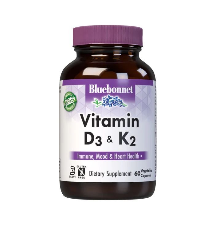 Bluebonnet Nutrition Витамины и минералы Bluebonnet Vitamin D3 &amp; K2, 60 вегакапсул, , 