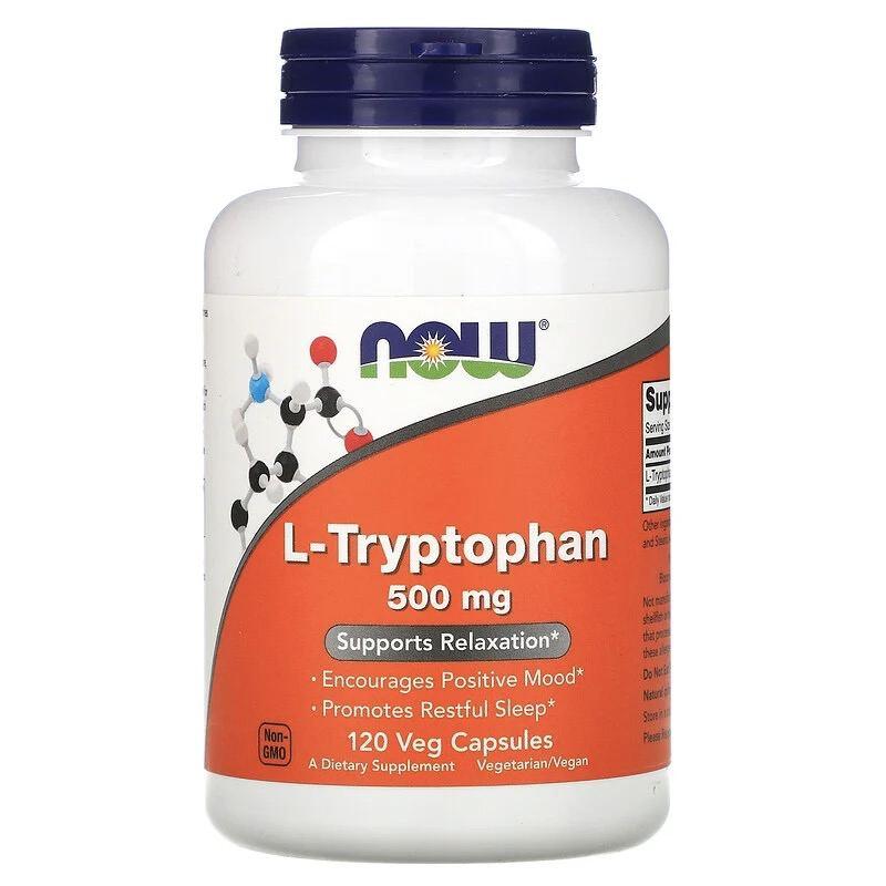 NOW Foods L-Tryptophan 500 mg 120 Caps,  мл, Now. Аминокислоты. 