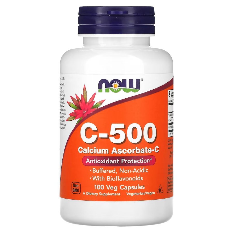 Витамины и минералы NOW Vitamin C-500 Calcium Ascorbate, 100 вегакапсул,  ml, Now. Vitamins and minerals. General Health Immunity enhancement 
