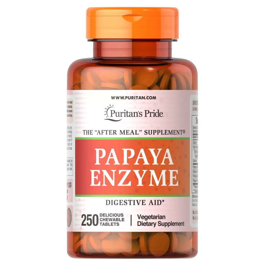 Puritan's Pride Натуральная добавка Puritan's Pride Papaya Enzyme, 250 жевательных таблеток, , 