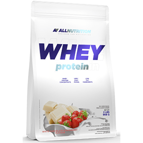 AllNutrition Сывороточный протеин концентрат AllNutrition Whey Protein (900 г) алл нутришн White Chocolate Strawberry, , 0.9 