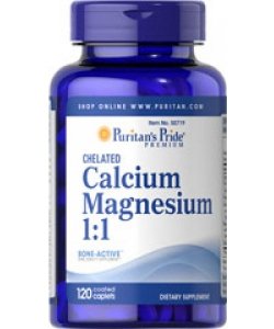 Calcium Magnesium 1:1, 120 pcs, Puritan's Pride. Vitamin Mineral Complex. General Health Immunity enhancement 