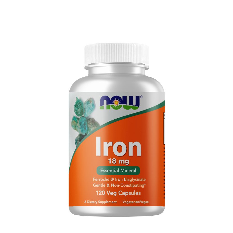 Витамины и минералы NOW Iron 18 mg, 120 вегакапсул,  ml, Now. Vitamins and minerals. General Health Immunity enhancement 