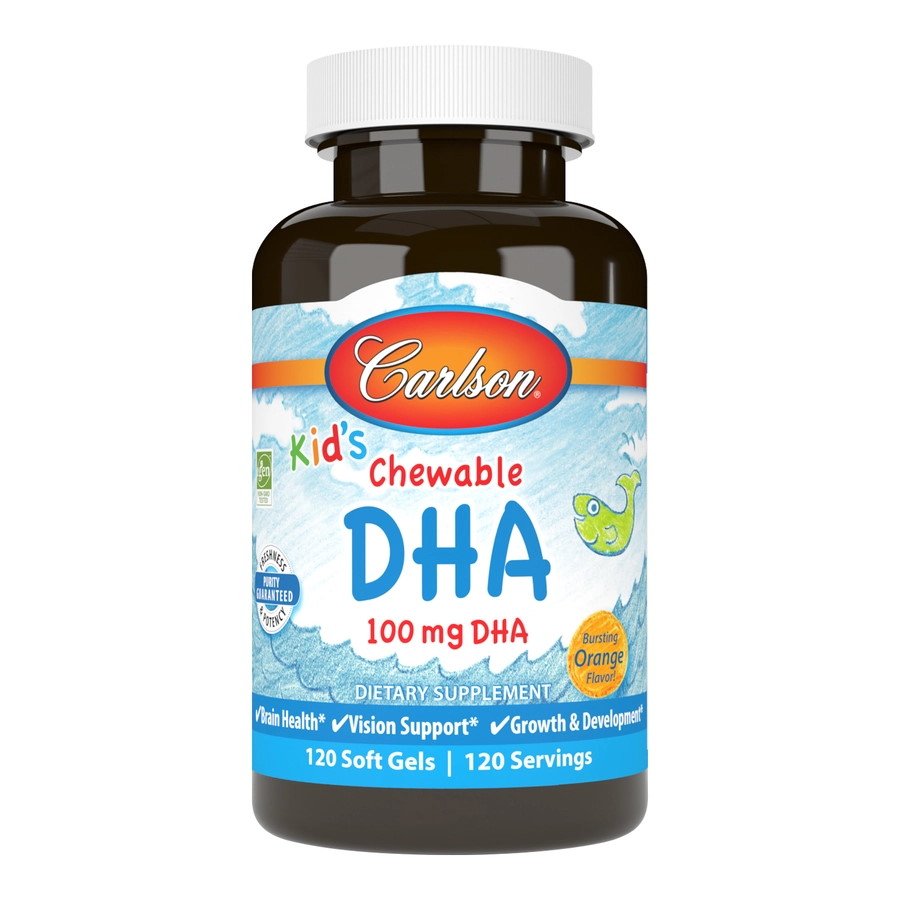 Жирные кислоты Carlson Labs Kid's Chewable DHA, 120 капсул - апельсин,  мл, Carlson Labs. Жирные кислоты (Omega). Поддержание здоровья 