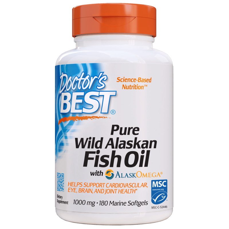 Жирные кислоты Doctor's Best Pure Wild Alaskan Fish Oil with Alask Omega, 180 капсул,  ml, DNA Your Supps. Fats. General Health 