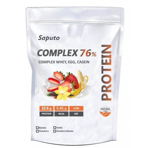 Saputo Протеин Saputo Complex 76% (Whey, Egg, Casein), 900 грамм Клубника, , 900  грамм