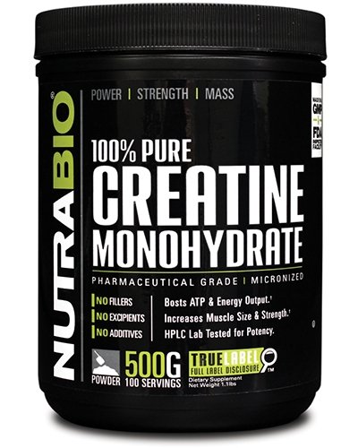 Creatine Monohydrate, 500 г, NutraBio. Креатин моногидрат. Набор массы Энергия и выносливость Увеличение силы 