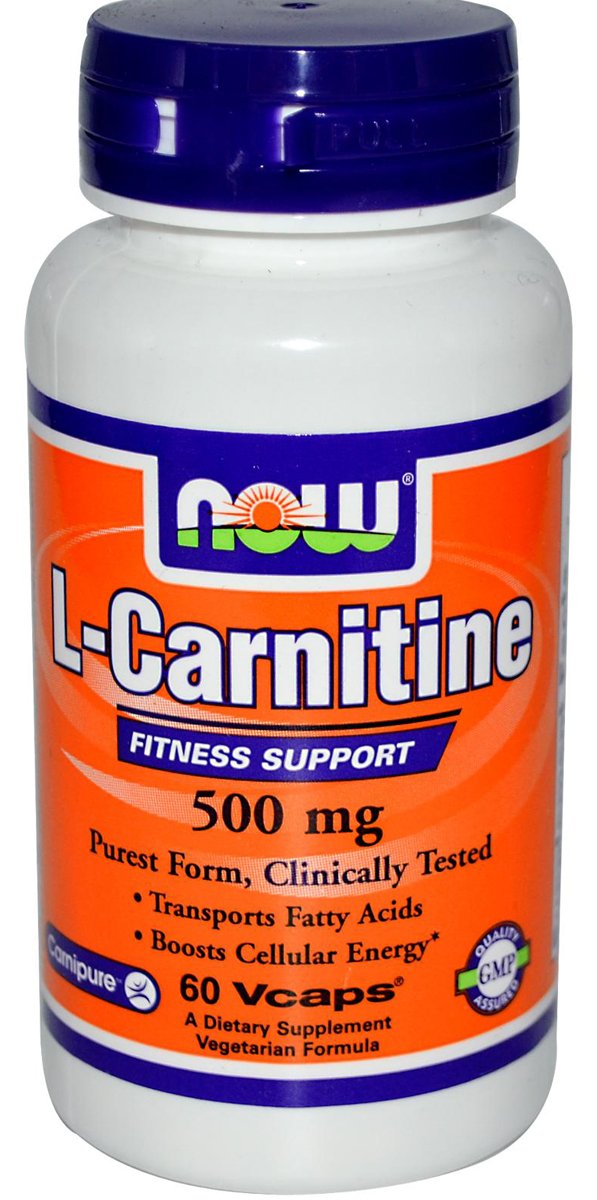 L-Carnitine 500 mg, 60 piezas, Now. L-carnitina. Weight Loss General Health Detoxification Stress resistance Lowering cholesterol Antioxidant properties 