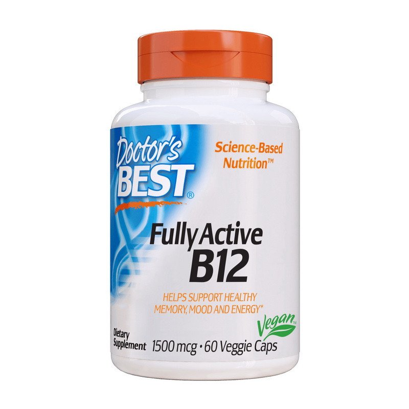 Витамин Б12 Doctor's BEST Fully Active B12 1500 mcg 60 капсул,  мл, Doctor's BEST. Витамин B. Поддержание здоровья 
