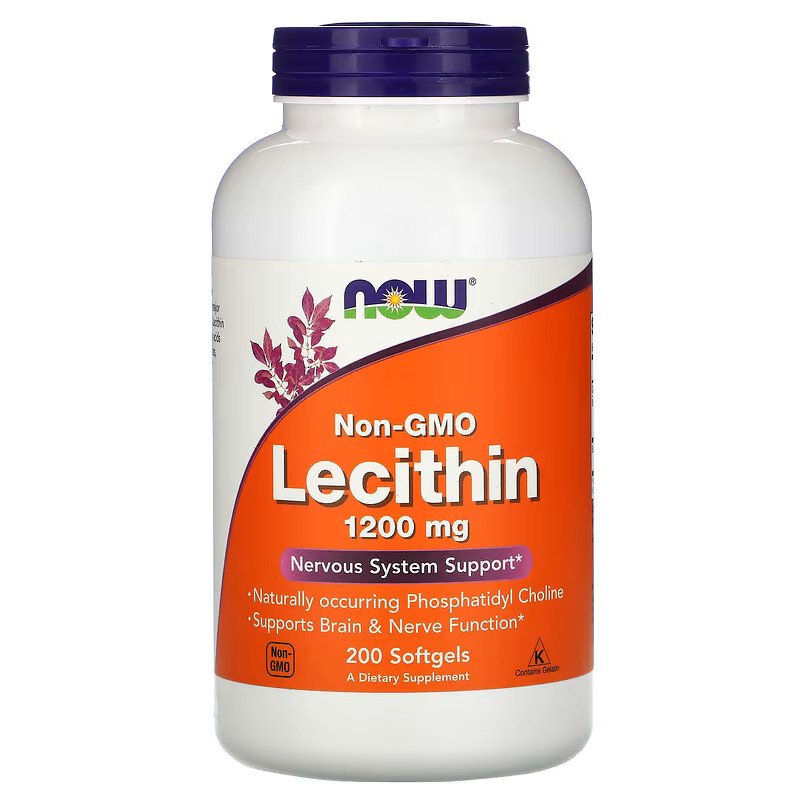 Натуральная добавка NOW Lecithin 1200 mg, 200 капсул,  мл, Now. Hатуральные продукты. Поддержание здоровья 
