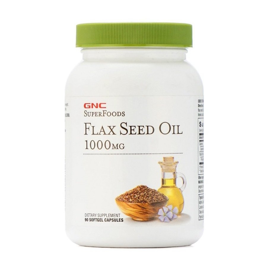 Жирные кислоты GNC Super Foods Flax Seed Oil 1000 mg, 90 капсул,  ml, GNC. Fats. General Health 