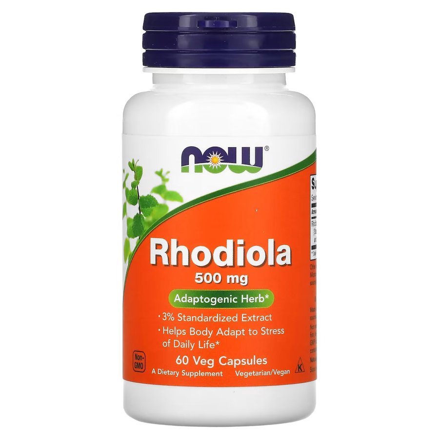 Натуральная добавка NOW Rhodiola 500 mg, 60 вегакапсул,  мл, Now. Hатуральные продукты. Поддержание здоровья 
