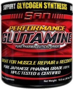 Performance Glutamine, 300 г, San. Глютамин. Набор массы Восстановление Антикатаболические свойства 