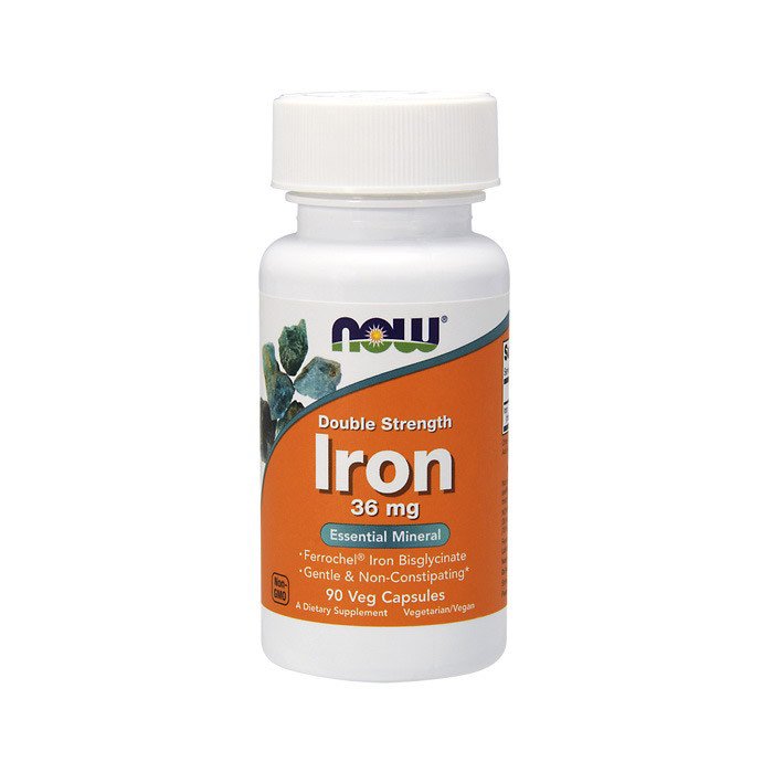 Железо бисглицинат Now Foods Iron 36 mg double strength (90 капс) нау фудс дабл стренж,  мл, Now. Железо. Поддержание здоровья 