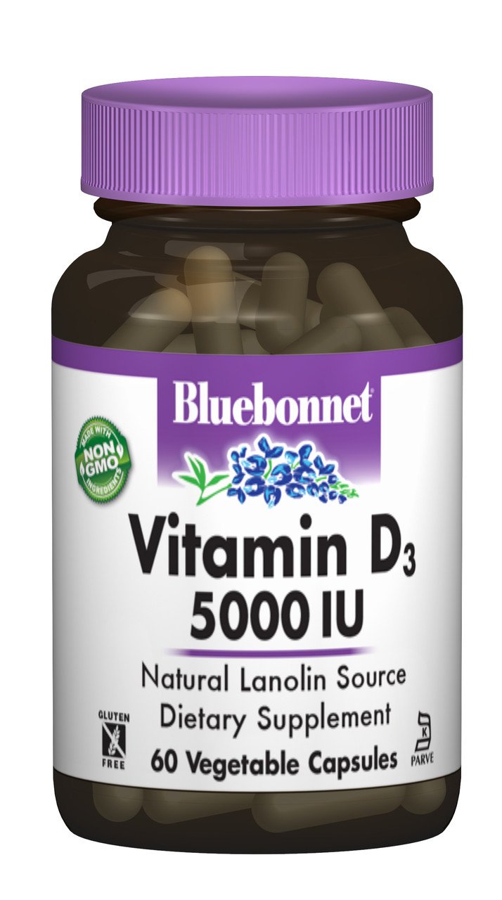 Bluebonnet Nutrition Витамин D3 5000IU, Bluebonnet Nutrition, 60 гелевых капсул, , 
